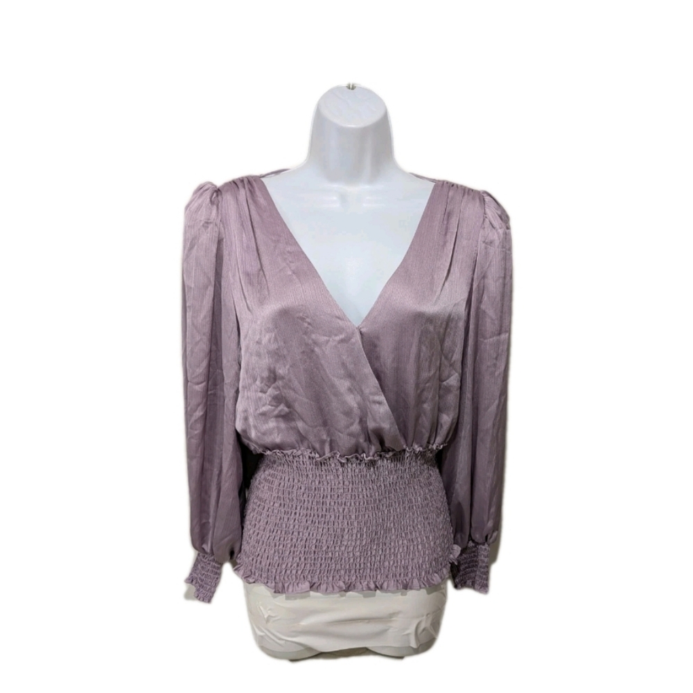 NWT Leyden Satin Blouse Top XS Long Sleeve Elegant Whimsical #11